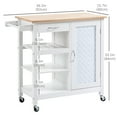 thumbnail image 3 of HOMCOM Kitchen Cart on Wheels with Embossed Door Panel, Drawer, White, 3 of 10