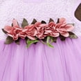 thumbnail image 7 of Kids Girls Dress Summer Short Sleeve Round Neck Mesh Splice Irregular Hemlines Flower Dress Cute Dresses for Girl, 7 of 7