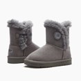 thumbnail image 2 of Weestep Wood Button Warm Shearling Winter Lightweight Snow Boots(7 Toddler, Grey), 2 of 7