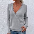 thumbnail image 1 of Suéter De Punto, Suéter Con Cuello En V Para Mujer, Color Sólido Para La Vida Diaria ANGGREK Otros, 1 of 6