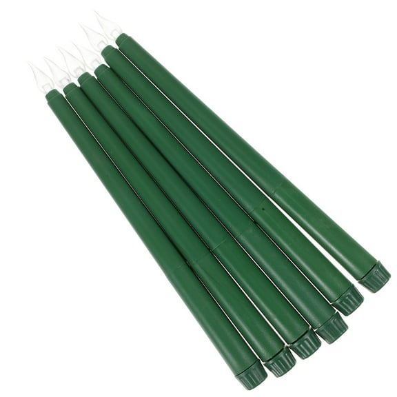 USHOBE Fake Taper Candles Green Flameless Home 6Pcs 10.81In