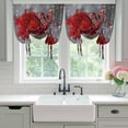 thumbnail image 4 of Red Roses Balloon Curtains for Bedroom/Front Door/Bathroom, Valentine's Day Crystal Butterflies Floral Tie Up Curtains 63 Inch Length Light Filtering Kitchen Curtains Shades for Windows 46"x63", 4 of 8