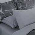 thumbnail image 4 of Chezmoi Collection 7-Piece Geometric Jacquard Bed in a Bag Set King Size, Soft Silky Lustrous Modern Gray Geometric Lattice Pattern Lightweight Bedding Comforter Set for All Seasons, 4 of 9