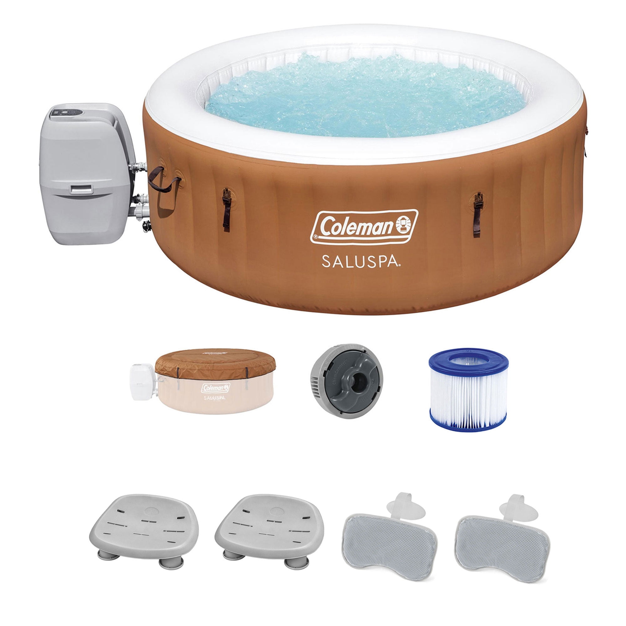 Bestway Coleman Miami AirJet Inflatable Hot Tub with 2 SaluSpa Seats & 2 Headrest Pillows