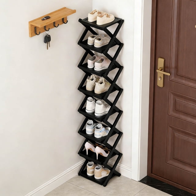Tier Foldable Shoe Rack Organizer Shelf Space Saving Storage for Entryway Closet Bedroom Corner