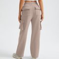 thumbnail image 5 of Women's New Straight Tube Solid Color Multi Pocket High Waisted Drawstring Work Pants, 5 of 8