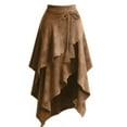 thumbnail image 5 of LWavelet Faux Suede Drawstring Fringe Asymmetrical Maxi Skirt Women Western Style Fall Casual Flowy Bottoms Brown M, 5 of 5