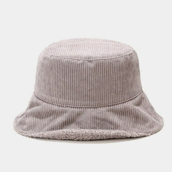 COCOpeaunt New Women Plus Plush Corduroy Bucket Hat Female Solid Winter Solid Streetwear Warmer Folding Big Wide Visor Vintage Flat Hats