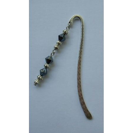 - 2 Black Beaded Metal Bookmarks + Card ~ Makes a nice gift!