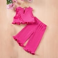 thumbnail image 4 of tarylea Toddler Baby Girls Summer Outfits Sleeveless Ruffle Hem Crop Tank Top Wide Leg Pants Clothing Sets, 4 of 9