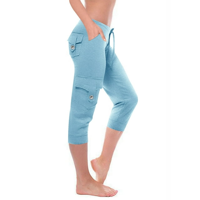 Cameland Capris pour Femmes avec Poches Pantalons Capri Décontractés Amples Extensibles Légers Pantalons Cargo Amples pour Randonnée