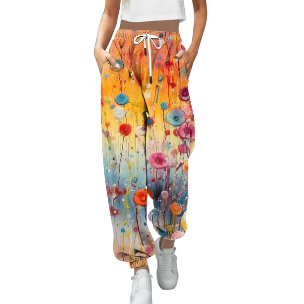 Pantalones de chándal Gibobby mujer holgados con Bolsillos de Cintura alta deportivos Anaranjado M