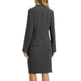 thumbnail image 3 of Conjuntos de falda para mujer INSPIRE CHIC, traje sin cuello, blazer y faldas lápiz, 2 piezas, atuendos elegantes, 3XL, gris oscuro, 3 of 6