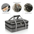 thumbnail image 4 of Insulated Expandable Double Casserole Carrier and Lasagna Holder for Picnic Potluck Beach Day Trip Camping Hiking - Hot and Cold Thermal Bag in Gray – Tote can hold 11 x 15 or 9 x 13 baking dish, 4 of 10