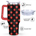 thumbnail image 3 of 40oz Cute Red Strawberry Stainless Steel Flip Straw Tumbler Spill Proof Travel Cup Double Wall Vacuum Insulated Coffee Mug with Top Handle, 3 of 6