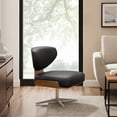 thumbnail image 6 of Modern Blak Leather Accent Swivel Lounge Chair, 6 of 6