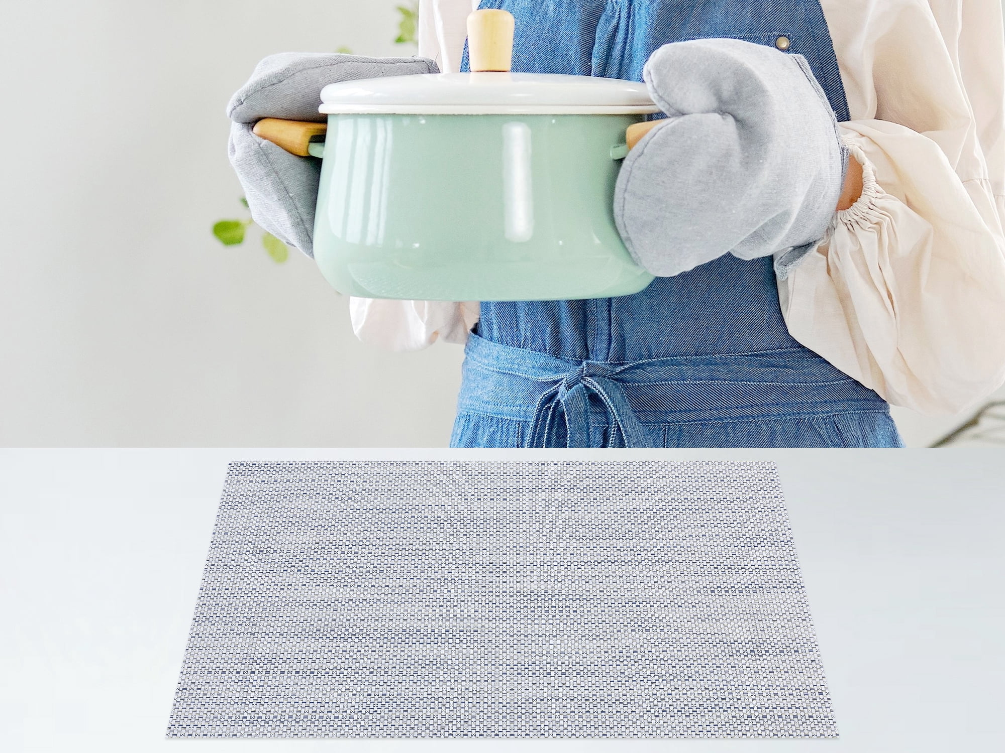 Unique Bargains Set of 6 Polyvinyl Chloride Solid Placemats Blue 18*12in