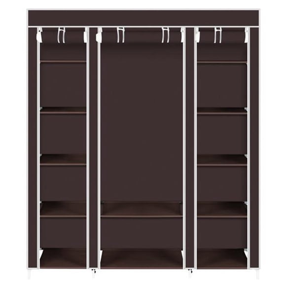 Hassch 69" Portable Clothes Closet Wardrobe Storage Organizer With Non-Woven Fabric Quick And Easy To Assemble Extra Strong And Durable Dark Brown