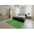 thumbnail image 5 of Ahgly Company Machine Washable Indoor Round Transitional Neon Green Area Rugs, 8' Round, 5 of 7
