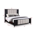 thumbnail image 5 of Black Finish Beige Upholstery Wooden Queen Size Panel Bed Bedroom Furniture 4pc Set, 5 of 9