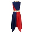 thumbnail image 2 of Haitryli Women Contrast Color Praise Tunic Sleeveless Lyrical Dance Dress Overlay Navy Blue&Red XXL, 2 of 7
