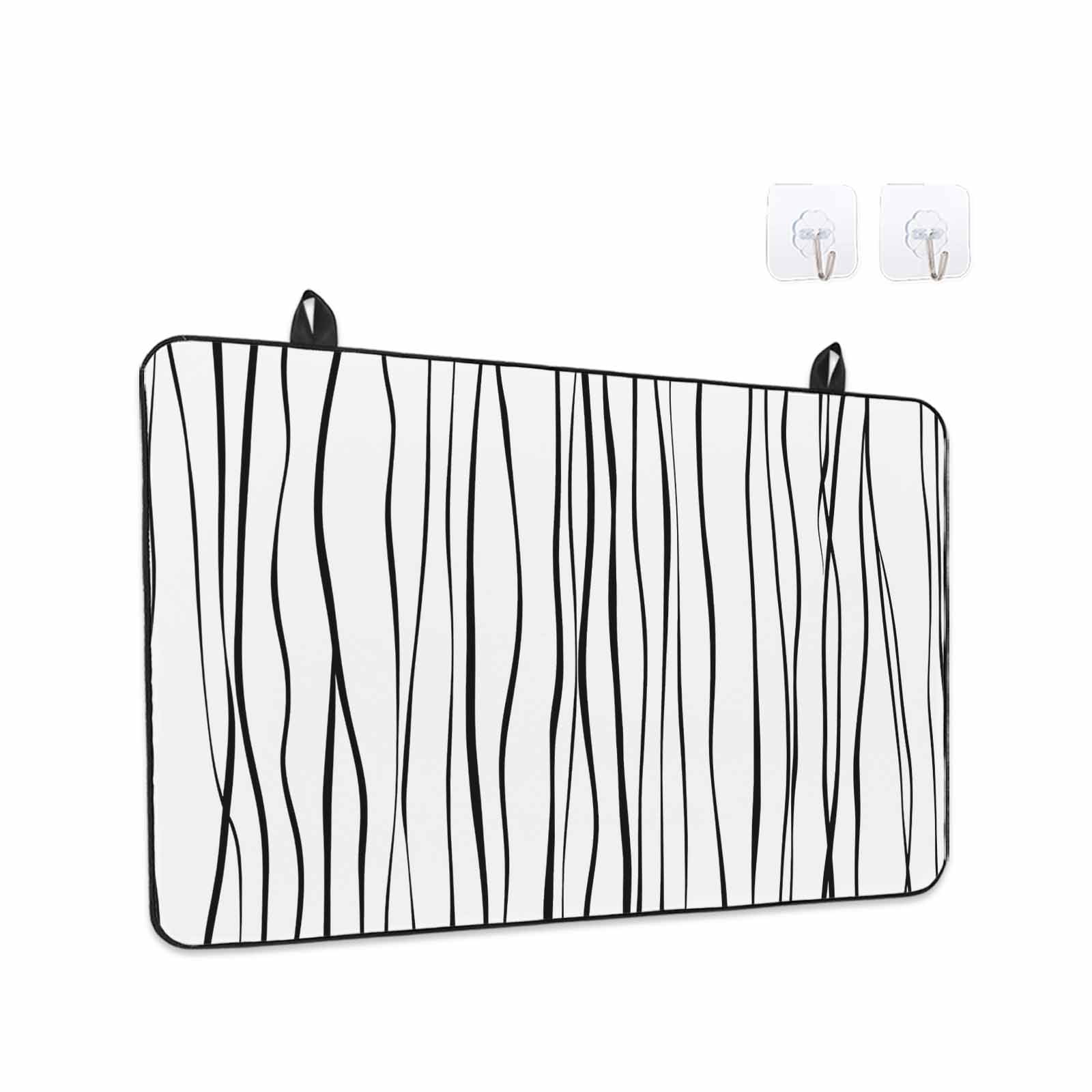 Black Stove Top Cover for Electric Stove, Heat-proof & Non Slip Glass Top Stove Cover Protector, Abstract Lines Gradient Minimalist Modern Texture Kitchen Flat Cooktop Rubber Mat 24x21 Inches