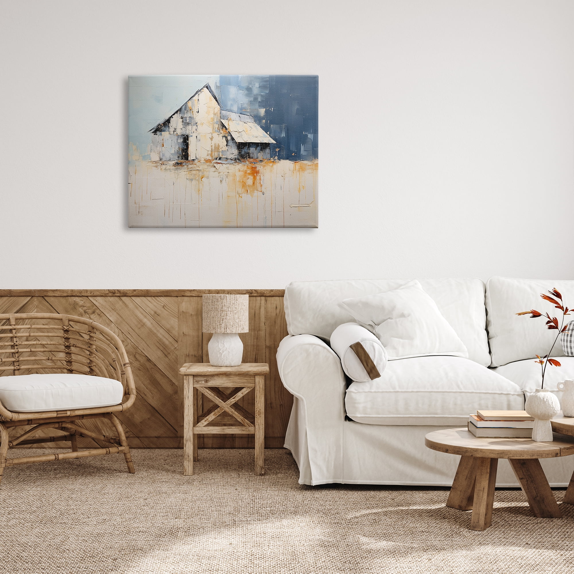 Stupell Industries Barn Painting Abstraction Abstract Painting Gallery Wrapped Canvas Art Print Wall Art, 40 x 30