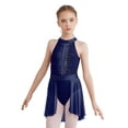 thumbnail image 3 of YEAHDOR Kids Girls Lyrical Ballet Dance Dress Cutout Back Gymnastics Acrobatics Performance Leotard Navy Blue 14, 3 of 7