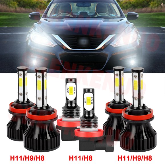 H9 H11 High&Low Beam for Nissan Altima 2007-2013 2014 2015 2016 2017 2018 LED Headlights H8 Fog Lights 6pcs