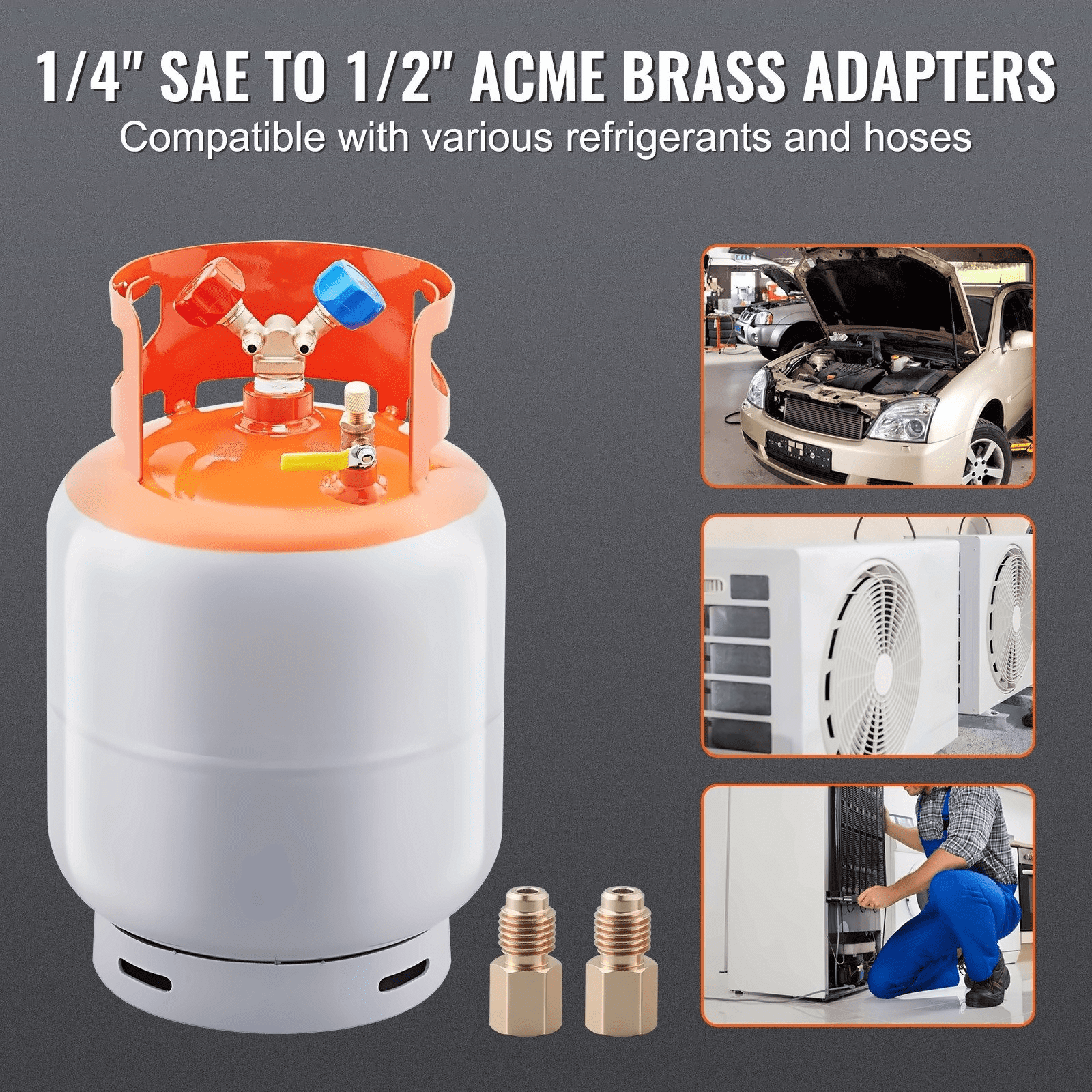 Refrigerant Recovery Tank 50 LBS, 400 PSI - R22/R134A/R410A, Portable Cylinder with Y-Valve & Adapters, High-Sealing Recovery Can for AC Service