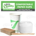 thumbnail image 4 of 20 oz Compostable Paper Cups with White Dome Lids, Sleeves and Wooden Stirrers - Biodegradable Disposable White Paper Coffee Cups PLA Lined - Eco-friendly Hot and Cold Drinking Cups (150), 4 of 4