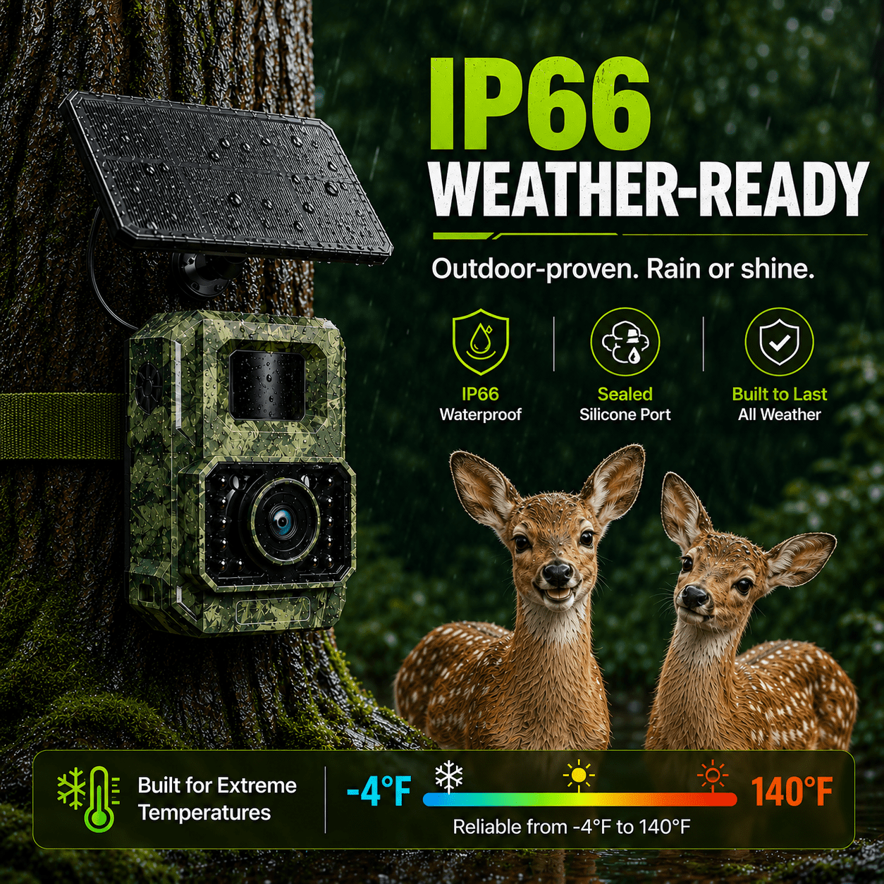 MAXDONE 48MP Bluetooth Trail Camera with 2000mAh Battery, Solar Panel, 32GB Memory Card