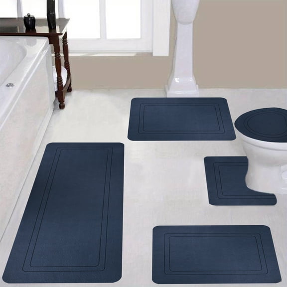 Konghyp 5PCS Large Bath Rug Mat Set, Soft Comfortable Water Absorption, Non-Slip Thick Washable, Easy To Dry, Multi-Purpose Bathroom Rugs, Modern Design for Home Use
