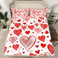 thumbnail image 2 of Castle Fairy Romantic Stripes Love Heart Full Size Sheets 4-Piece for Kids Teens Adults,Valentine's Day Festival Breathable Bed Sheets,Red White Lightweight Sheet Sets,Lightweight Room Decor, 2 of 7