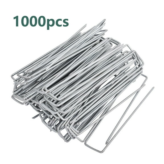 1000Pcs Galvanized Garden Staples Landscape Ground Nails Stakes Pins Spikes Pegs U-shaped 6" 11 Gauge Steel Fit for Securing Weed Barrier Fabric Landscape Ground Cover Lawn