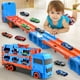 thumbnail image 2 of Tiaoniao Camión de transporte de juguete para niños Pista de carreras dual de 61 pulgadas y auto de expulsión 6 autos de metal y juego de camión portador de almacenamiento plegable Juguetes para autos, 2 of 5