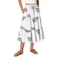 thumbnail image 3 of Women's Floral Print Maxi Skirt, High Waist Drawstring Tiered Flowy Skirt, Lightweight Boho Skirt for Beach, Music Festival and Summer,White,M, 3 of 7