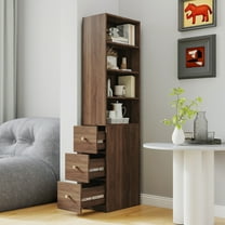 70.87" Tall Display Storage Cabinet, 4-Tier Open Shelf with 3 Side Drawers, Modern Wooden Bookcase for Living Room & Office