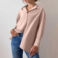 thumbnail image 2 of hotojiny Button Down Shirts for Women Casual Long Sleeve Lapel Loose Blouse Lounge Solid Color Spring Clothes, 2 of 7