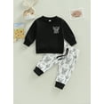 thumbnail image 2 of Bagilaanoe 2Pcs Toddler Baby Girl Boy Long Pants Set Print Long Sleeve Sweatshirt Pullover Tops+ Trousers 6M 12M 18M 24M 3T Kids Casual Sweatsuit, 2 of 8
