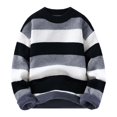 thumbnail image 1 of JHLZHS Softshell Jacket Men Winter New Men's Crew Neck Striped and Pullover Knit Scrub Jacket 782, 1 of 3