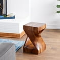 thumbnail image 3 of DecMode 12" x 18" Brown Suar Wood Handmade Geometric Accent Table with Spiral Base, 1-Piece, 3 of 15