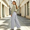 thumbnail image 4 of Women's Soft Extra Wide Leg Pants with Pockets Drawstring High Waist Pull-On Casual Sweatpants Baggy Comfy Athletic Joggers Light Gray L, 4 of 7