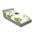 thumbnail image 2 of Ambesonne Animal Fitted Sheet & Pillow Sham Set, Snake Frog Ninja Reptile, Twinxl, Green Brown Red, 2 of 2