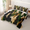 thumbnail image 3 of Castle Fairy Vintage Earth Camo Bed Spread Queen 3pcs,Abstract Painterly Blotch Queen Coverlet Set,Khaki Olive Black,1 Quilt and 2 Pillowcases, 3 of 7