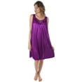 thumbnail image 2 of Venice Womens' Silky Looking Embroidered Nightgown 06 3X-Large Purple, 2 of 5