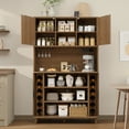 thumbnail image 6 of Aufeile 39" Wide Pantry Storage Cabinet with Adjustable Shelves Charging Station and Sliding Doors for Kitchen, Dining Room, Living Room, Walnut, 6 of 8