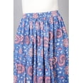 thumbnail image 3 of Women Blue Cotton Maxi Skirt, Boho Style Pink & White Floral Hand Block Print with Elastic Waist, XS, 3 of 6