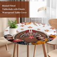thumbnail image 4 of Thanksgiving Turkey Round Tablecloth, Fitted Table Cover with Elastic for 36"-44" Round Tables, Fall Leaves Autumn Pumpkin Country Rustic Table Cloth Outdoor Dinning Party Waterproof Tablecloths, 4 of 7