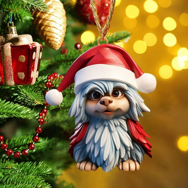 Adornos navideños, adornos navideños, regalos navideños, decoración plana para el hogar con forma de perro, decoración para el árbol de Navidad, decoración con colgante